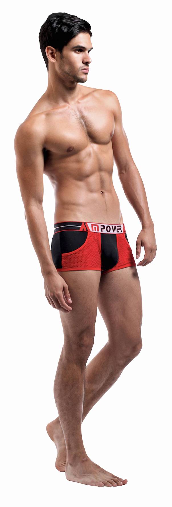 MP152220 Malepower Pocket Short - Black/Red Medium Black Red