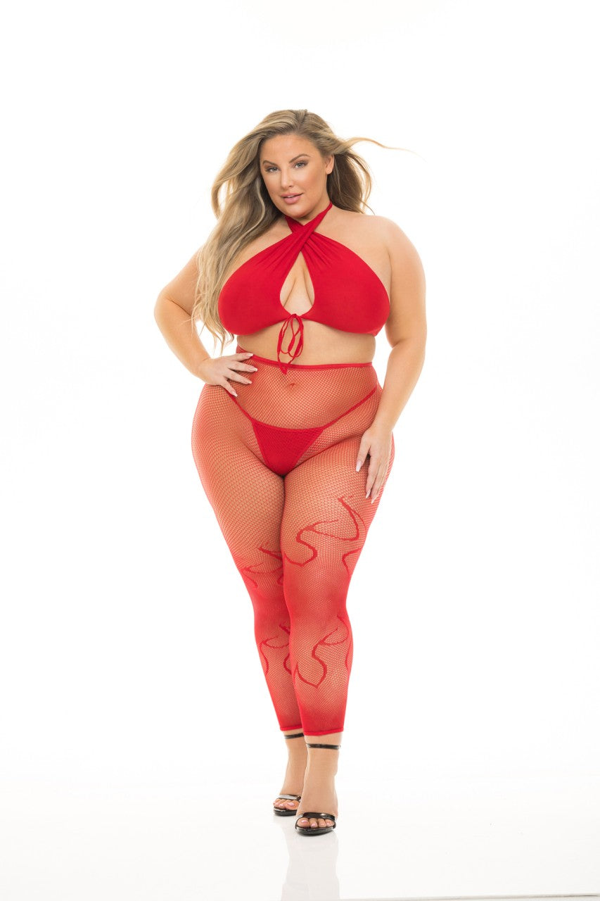 PL23101X Pink Lipstick Plus Size Gives You Hell Set Queen Red