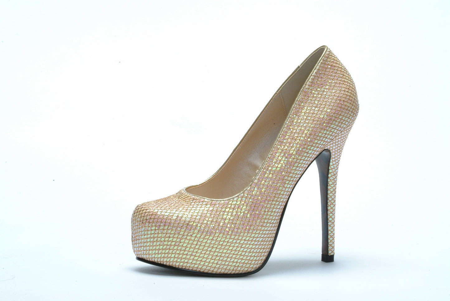 BP519-MAMIE Bettie Page Gold High Heel Alternative Footwear Discontinued Sale Stock