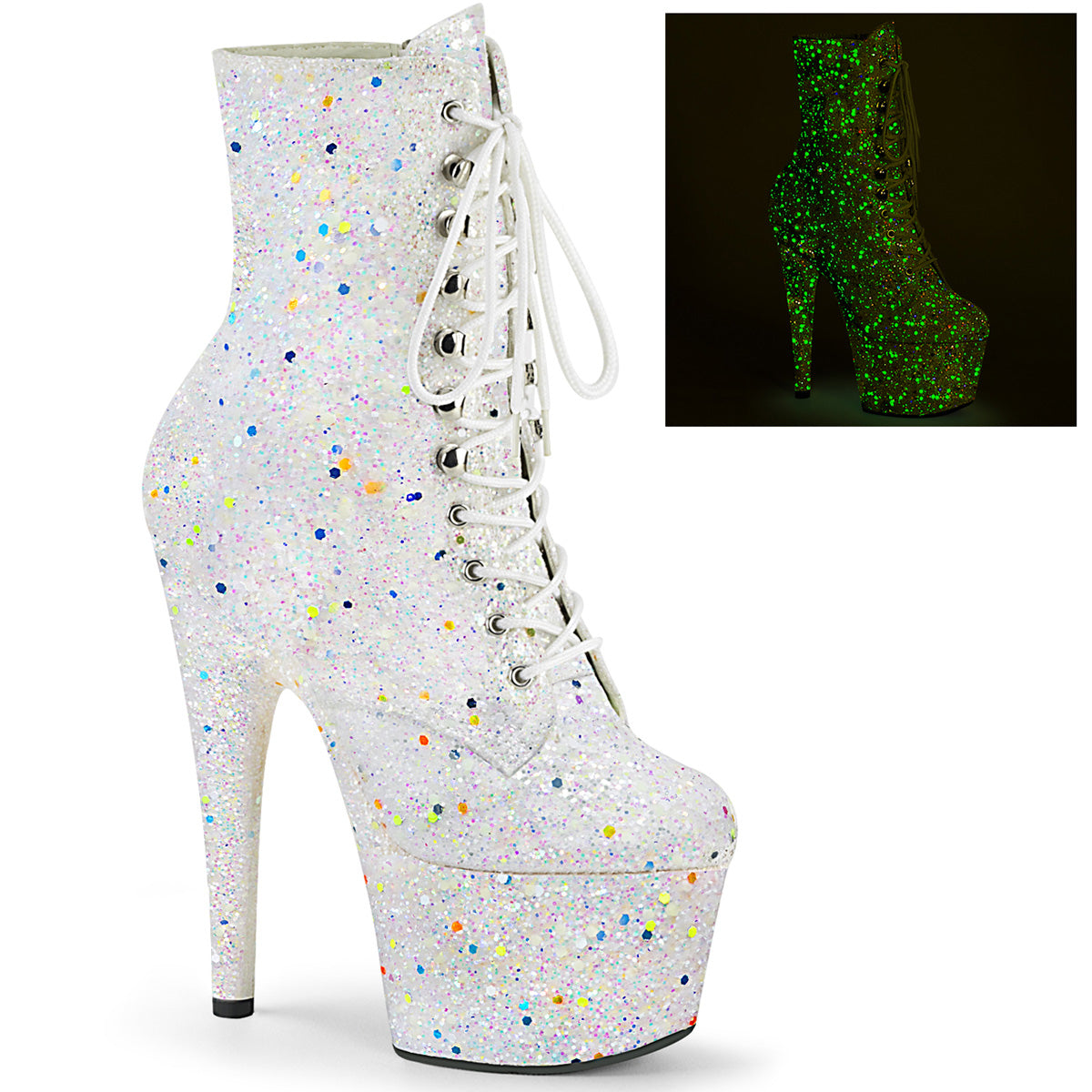 ADORE-1020GDLG Pleaser White 7 Inch Pole Dance Ankle Boots