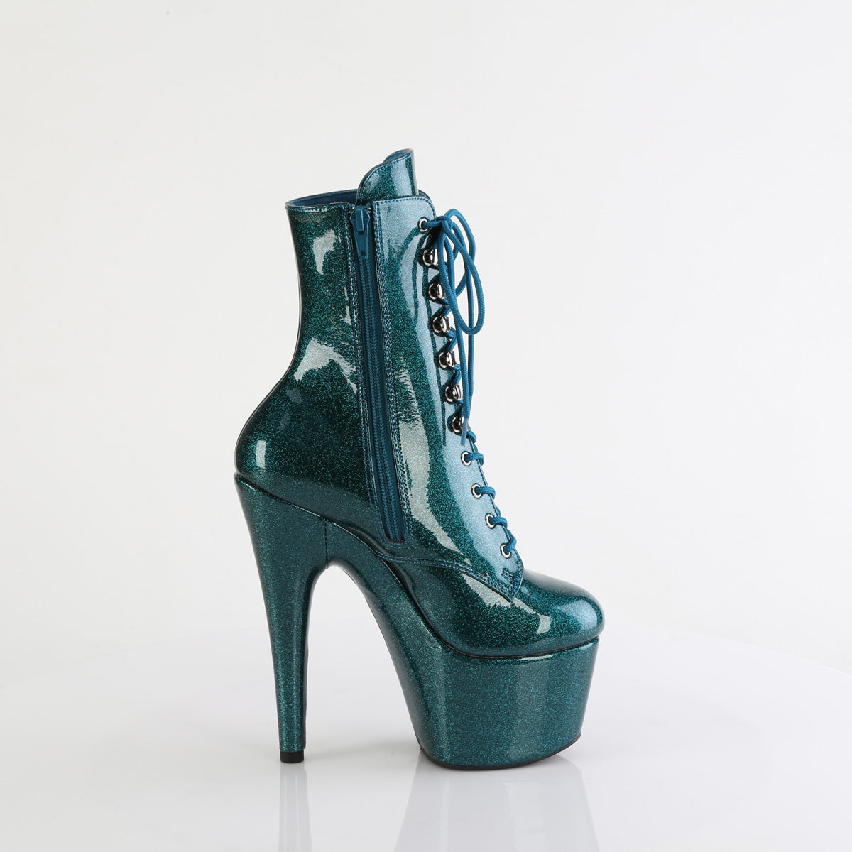 ADORE-1020GP Pleaser Teal Glitter 7 Inch Pole Dancer Ankle Boots