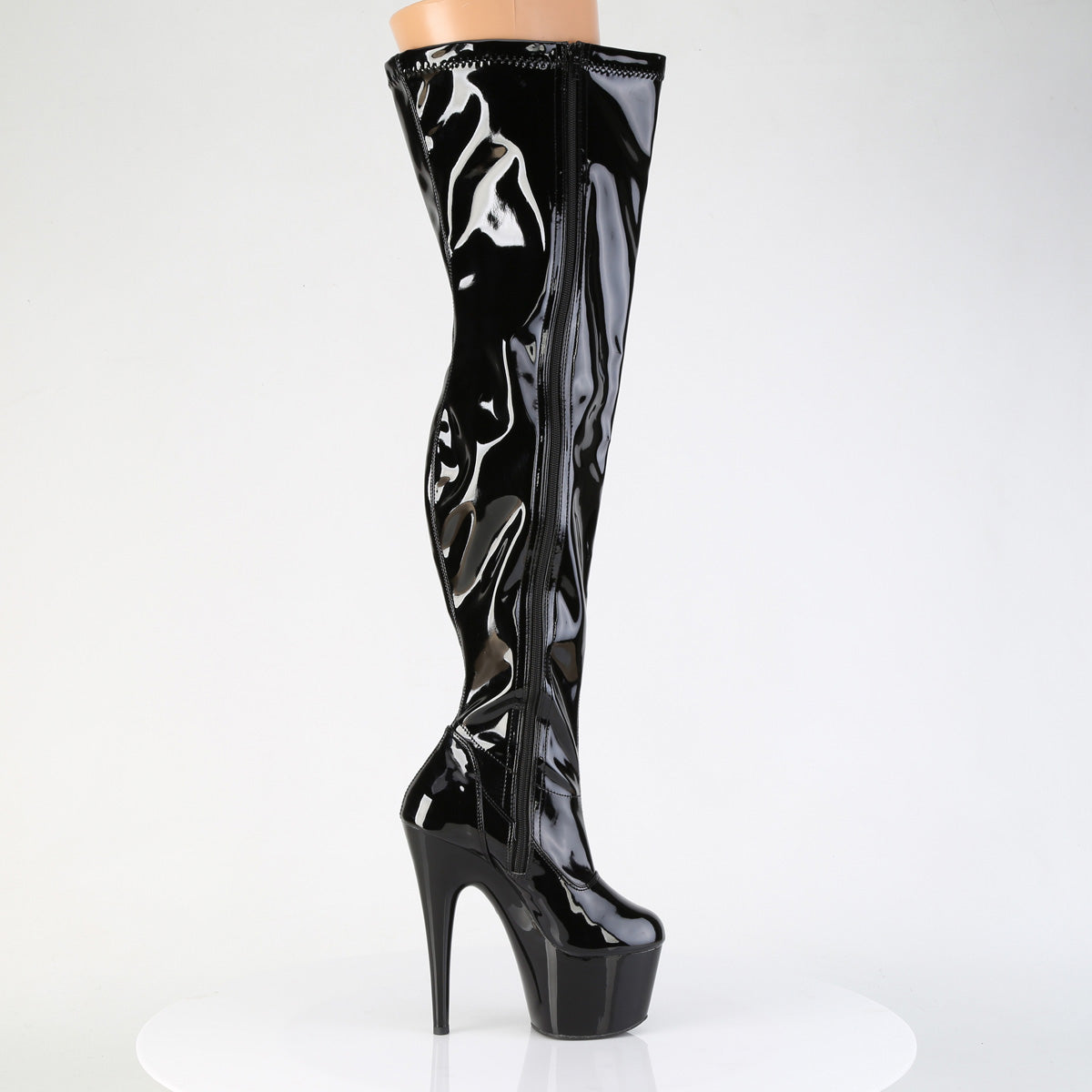ADORE-3000WCF Pleaser Black Patent Thigh High Platform Boots