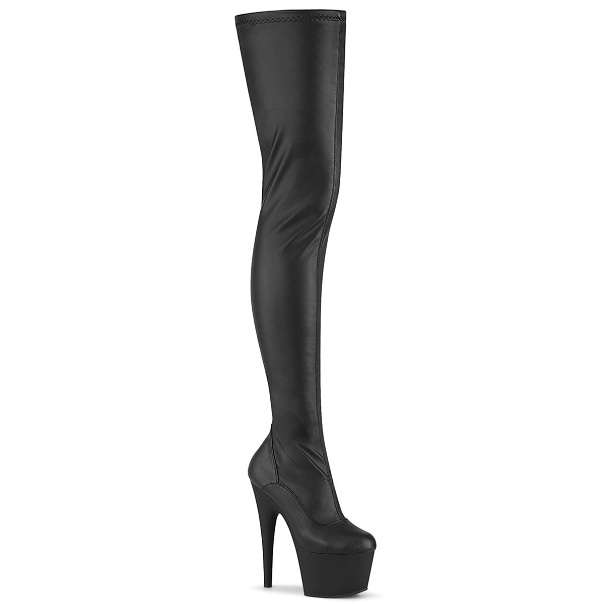 ADORE-4000 Pleaser Black Faux Leather 7 Inch Pole Dancer Crotch Boots