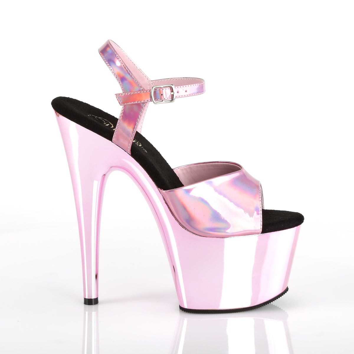 ADORE-709HGCH Pleaser Baby Pink Holo 7 Inch Fetish Pole Dancing Heels