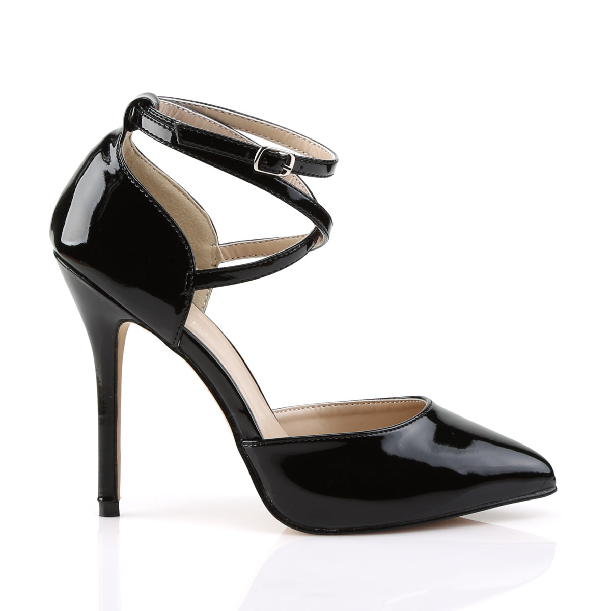 AMUSE-25 Pleaser Black 5 Inch Erotic Single Sole Shoes
