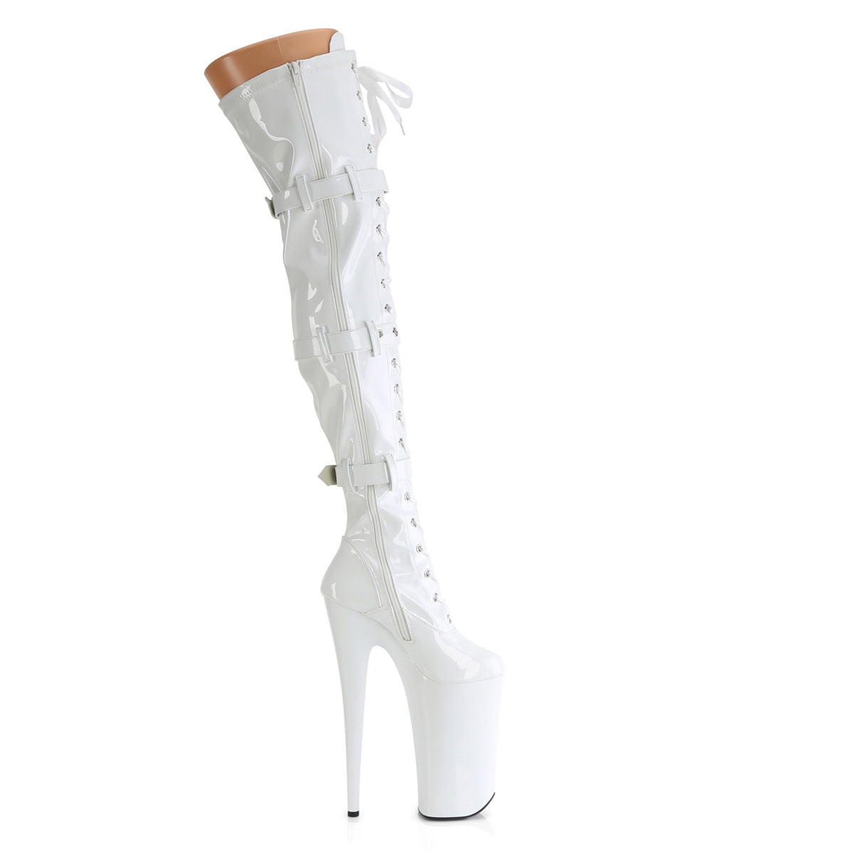 BEYOND-3028 Pleaser White 10 Inch Very High Thigh Boots