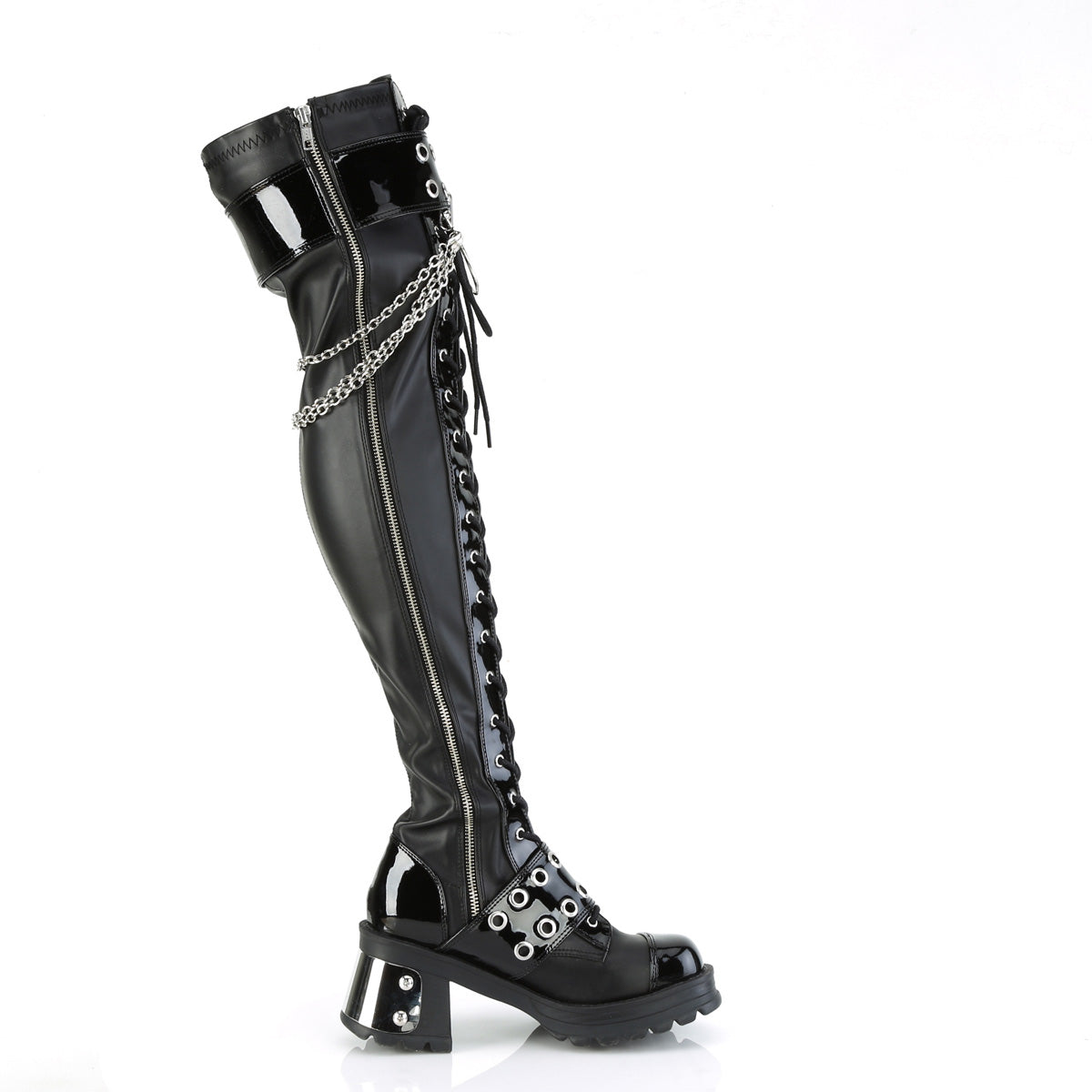 BRATTY-304 Demonia Cult Black Vegan 2.8 Inch Alternative Women's Over-the-Knee Boots