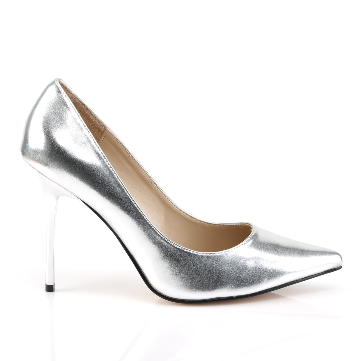 CLASSIQUE-20 Pleaser Silver 4 Inch Fetish High Heels