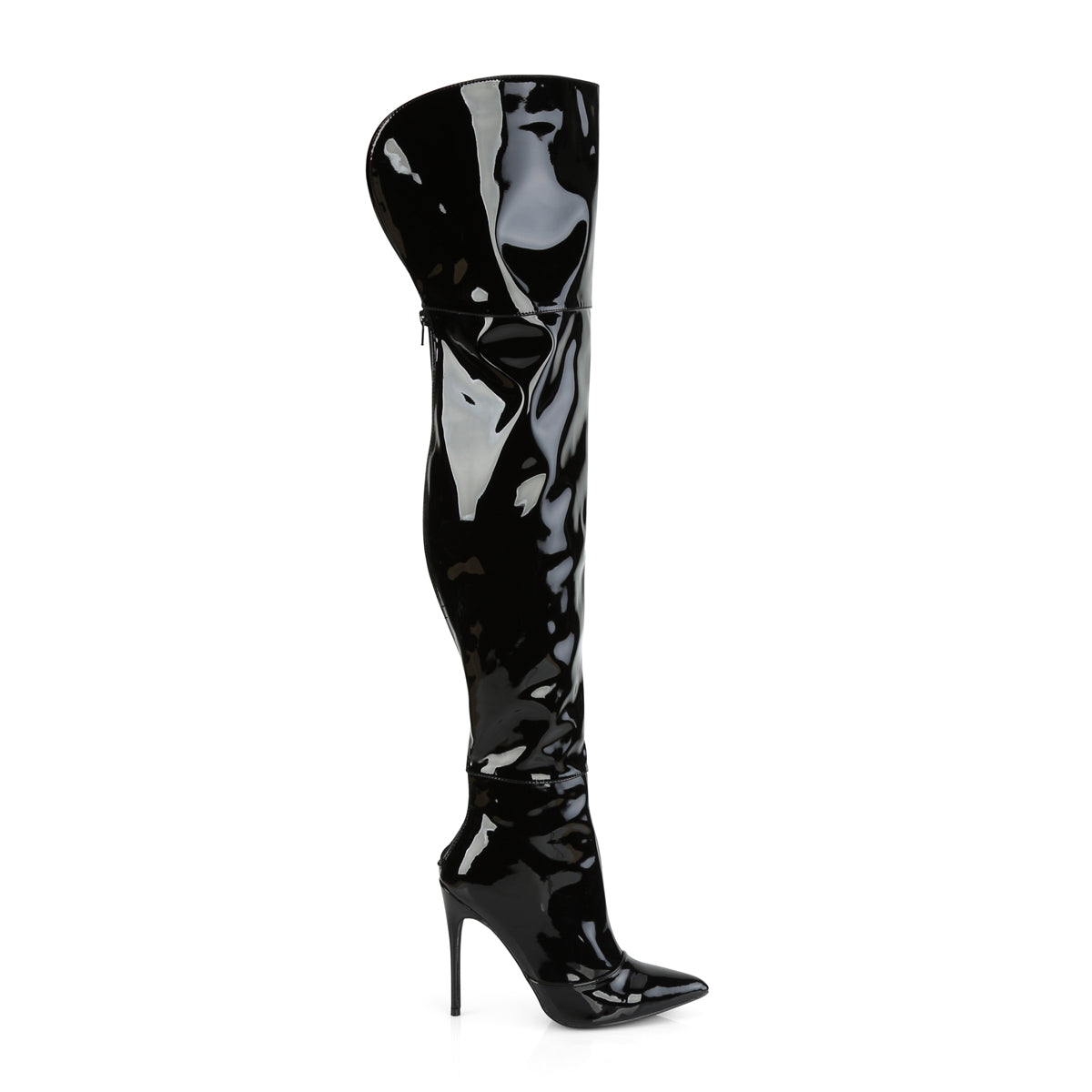 COURTLY-3012 Pleaser Black 5 Inch Provocative Thigh Length Boots