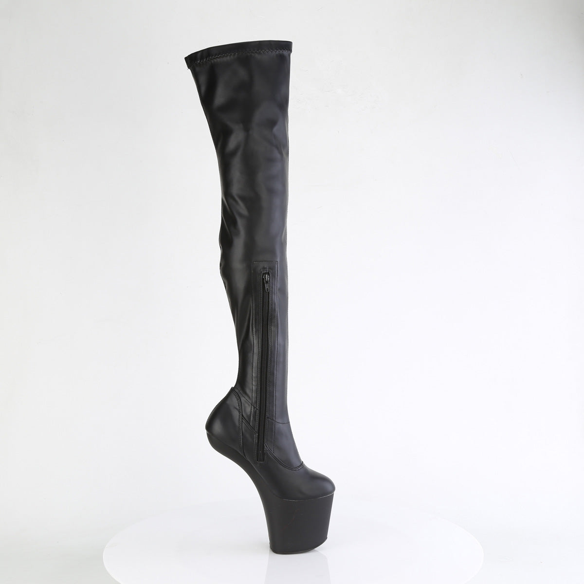 Pleaser CRAZE-3000 Black / Black Matte Platform Thigh High Boots - 8 Inch Heels