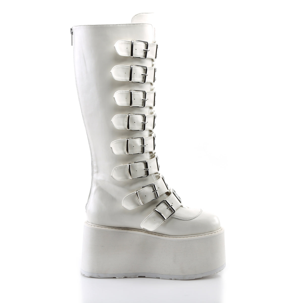 DAMNED-318 Demonia Cult White Alternative Knee High Boots