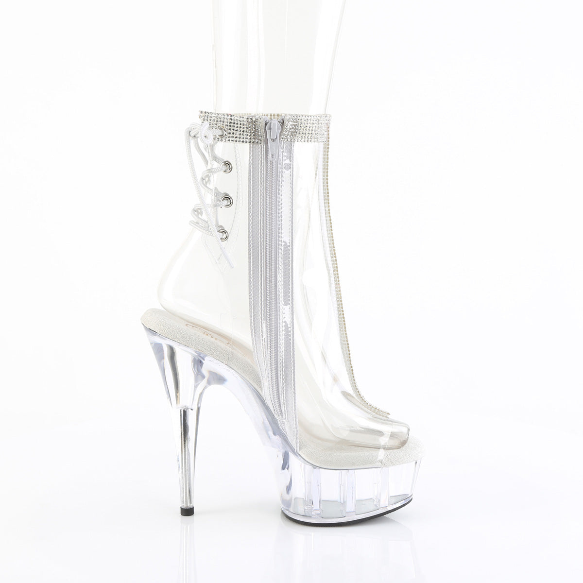 DELIGHT-1018C-2RS Pleaser Clear 6 Inch Pole Dance Ankle Boots