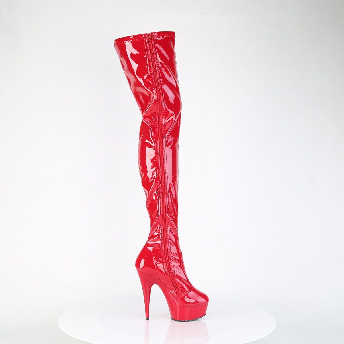 DELIGHT-4000 Pleaser Red 6 Inch Stratement Thigh High Boots