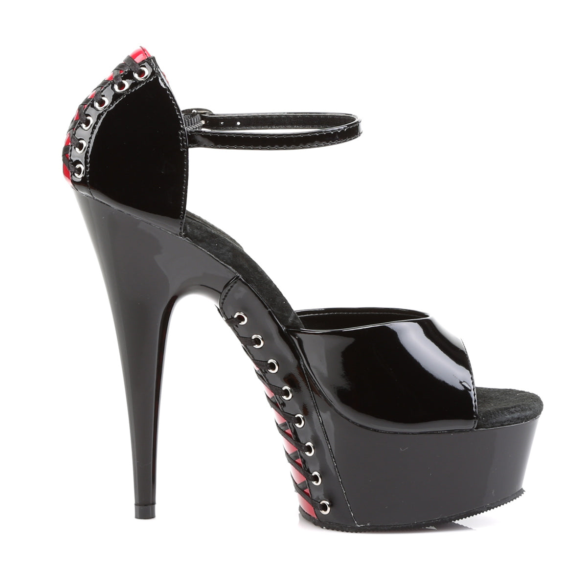 DELIGHT-660FH 6" Heel Black and Red Stripper Platforms High Heels