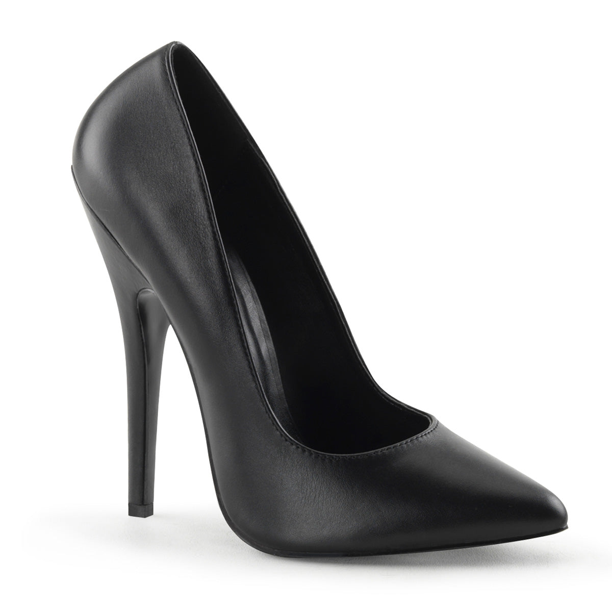 DOMINA-420 Devious 6 Inch Heel Black Leather Erotic Shoes Black Leather