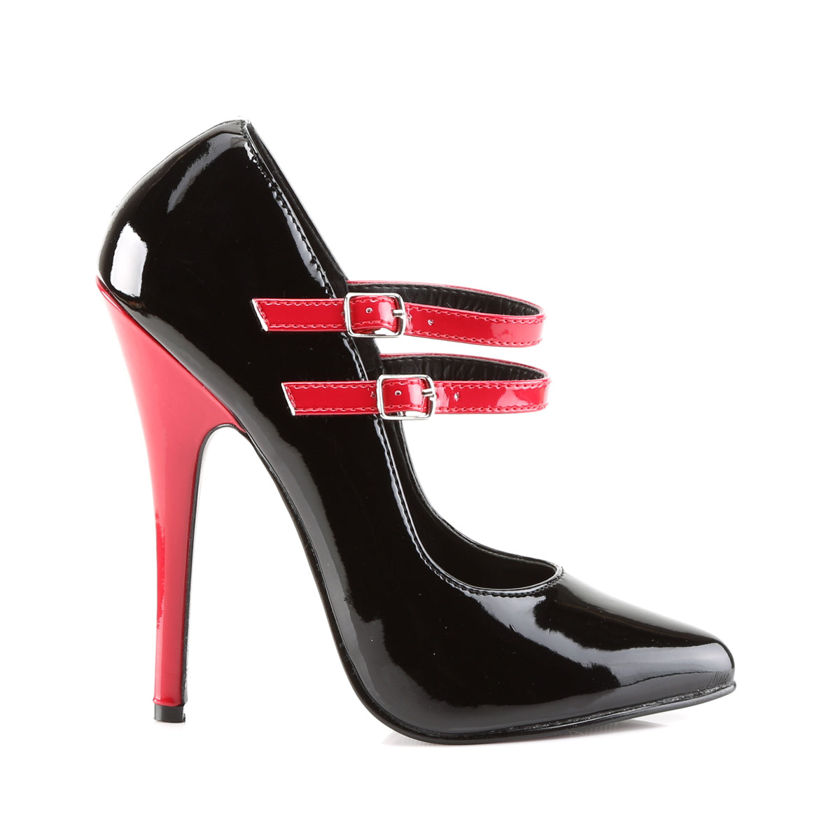 DOMINA-442 Devious Black Red 6 Inch Fetish Heels