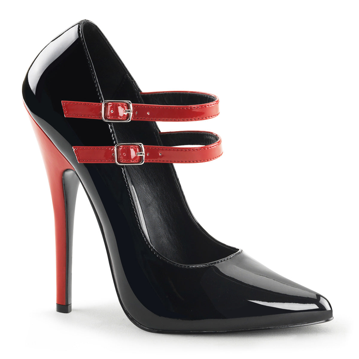 DOMINA-442 Devious Black Red 6 Inch Fetish Heels