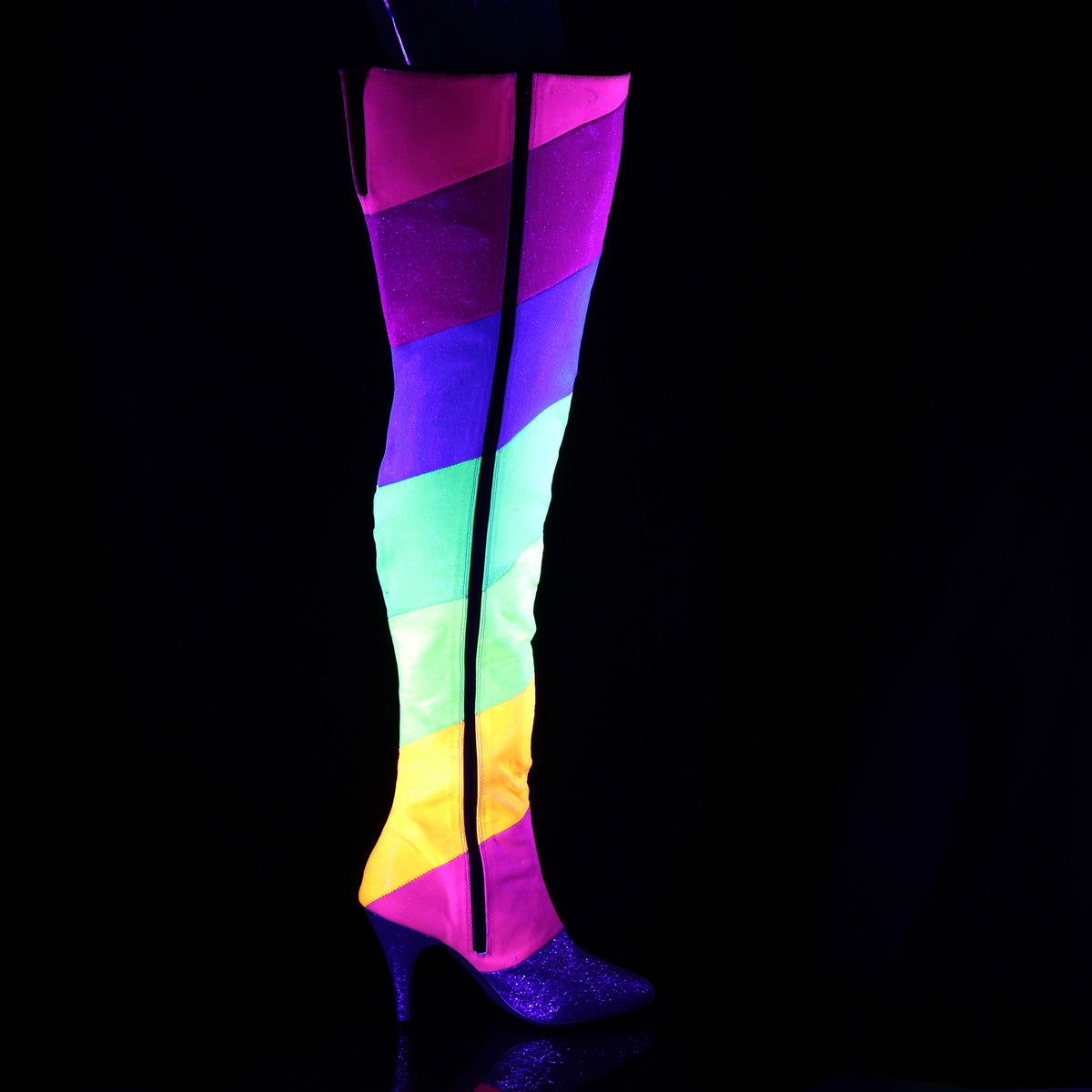 DREAM-3012RBG Pleaser Pink Label Multi 4 Inch Erotic Thigh Boots