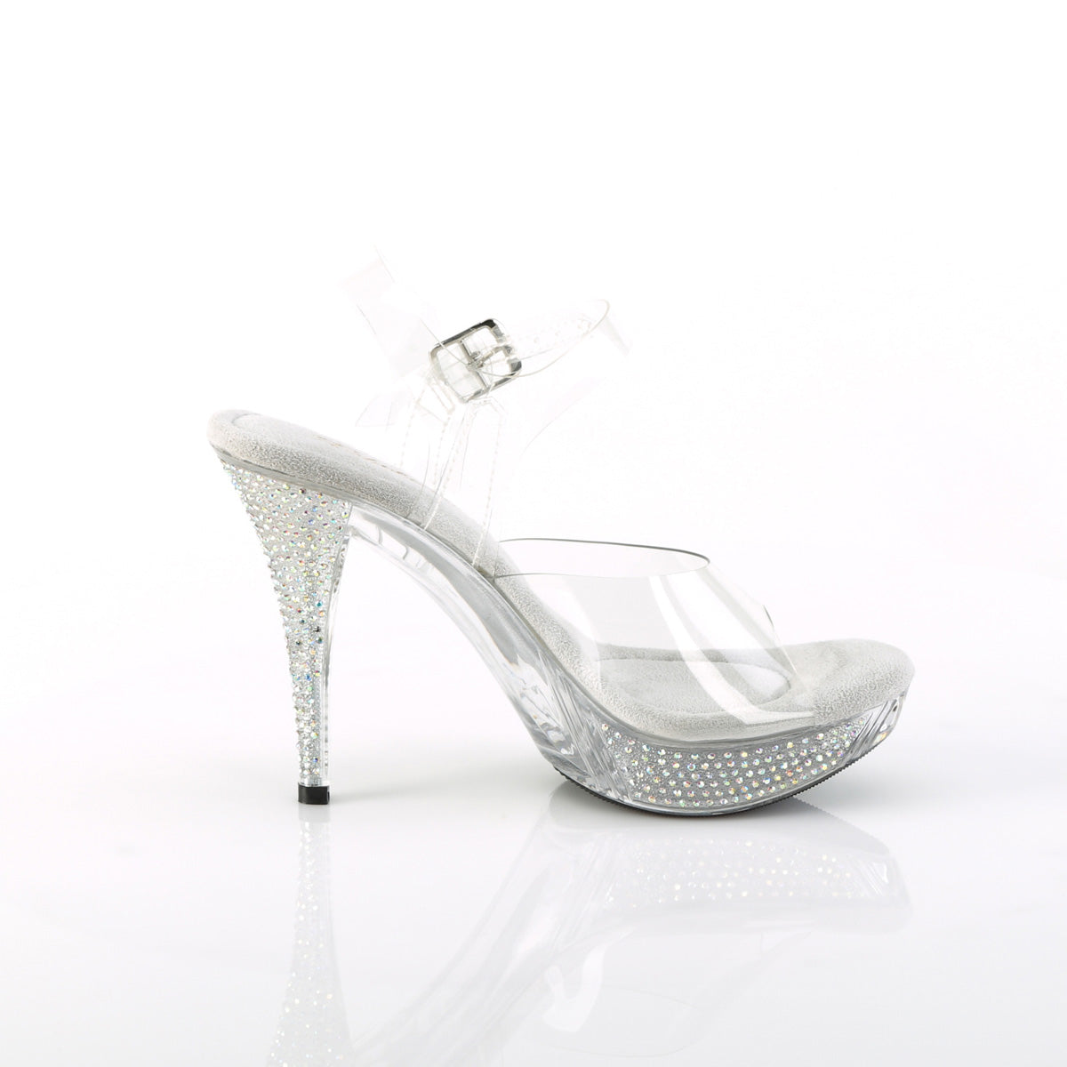 Fabulicious ELEGANT-408ABRS Clear Rhinestone Platform Sandals - 4 1/2 Inch Heels