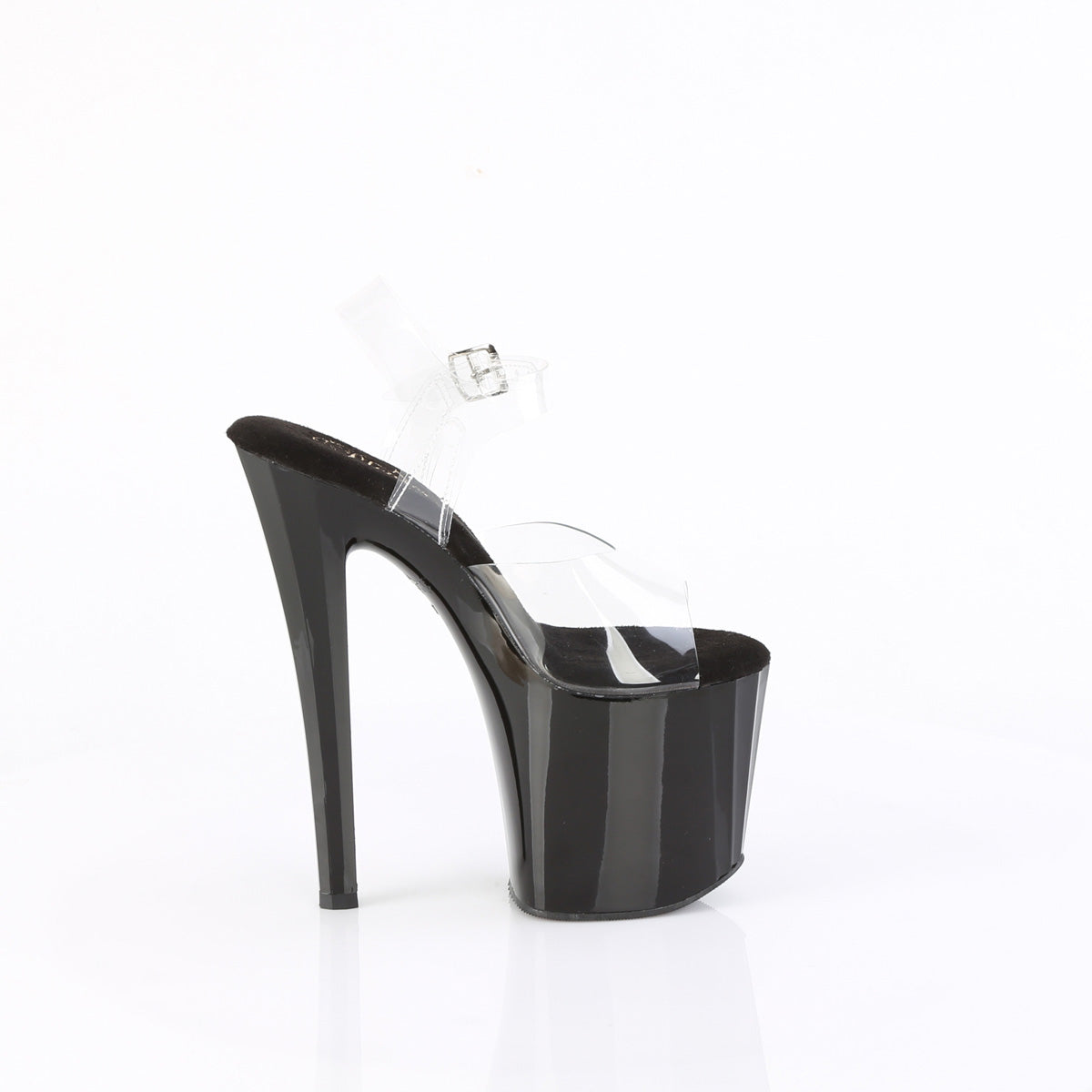 ENCHANT-708 Pleaser Clear Black 8 Inch Pole Dance Ankle Boots