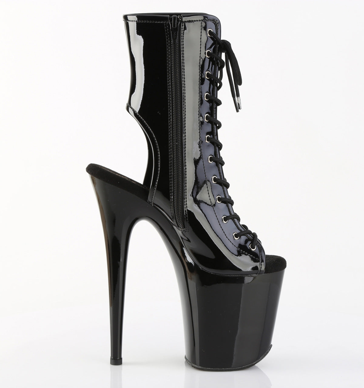 FLAMINGO-1016 Pleaser Black 8 Inch Pole Dancing Ankle Boots