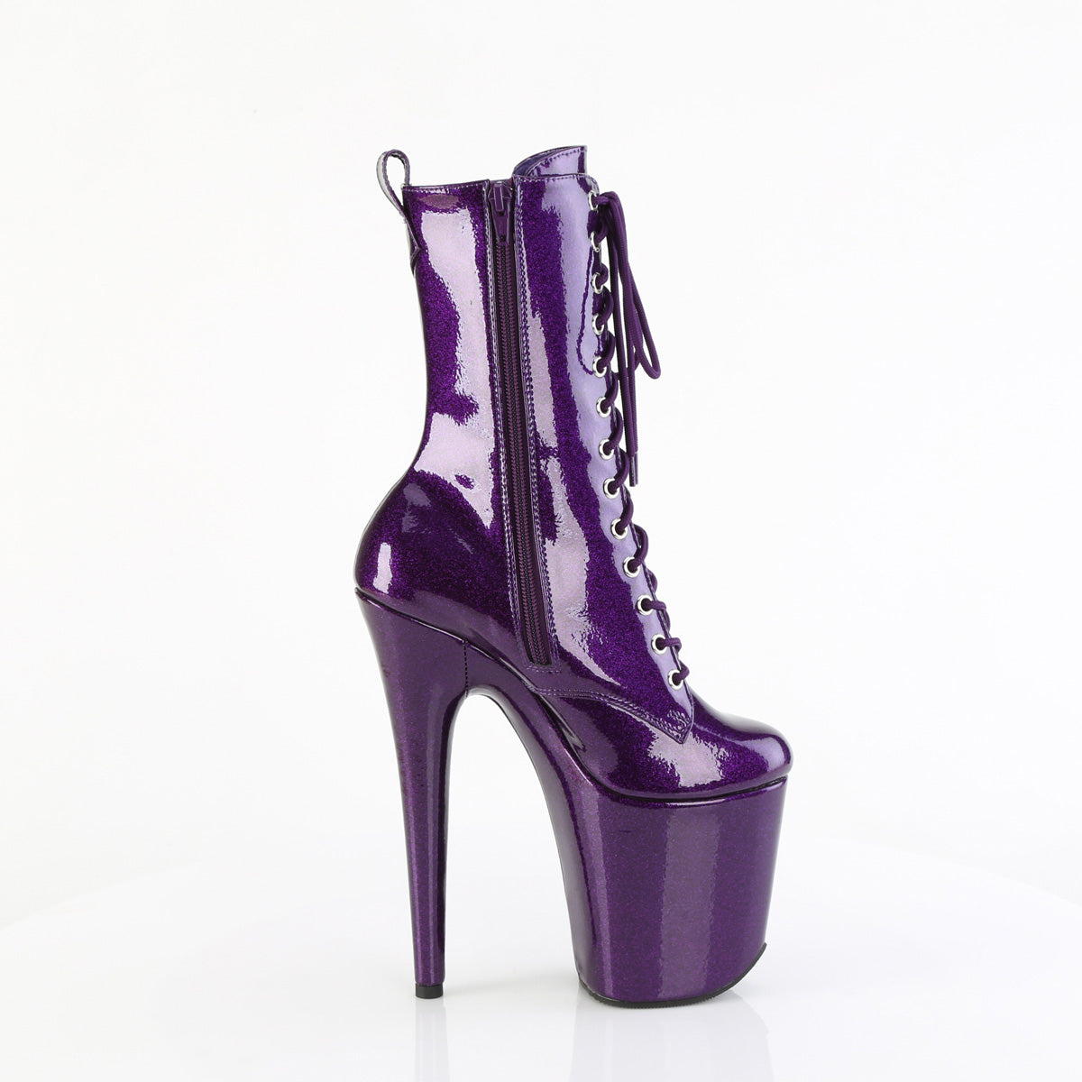 FLAMINGO-1040GP Pleaser Purple Glitter 8 Inch Exotic Dancer Ankle Boots