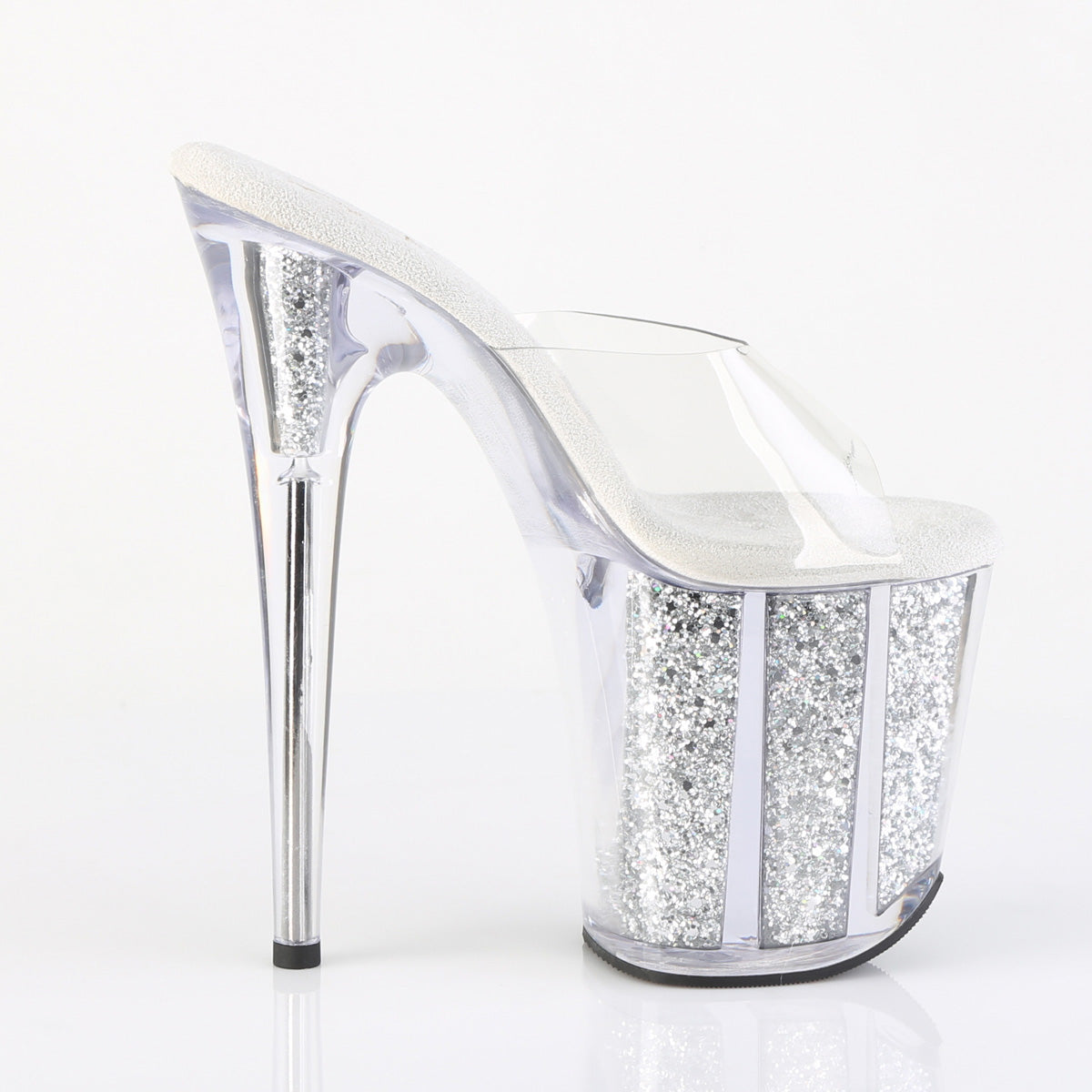 FLAMINGO-801G Pleaser Silver Glitter 8 Inch Exotic Dance Platform Shoes