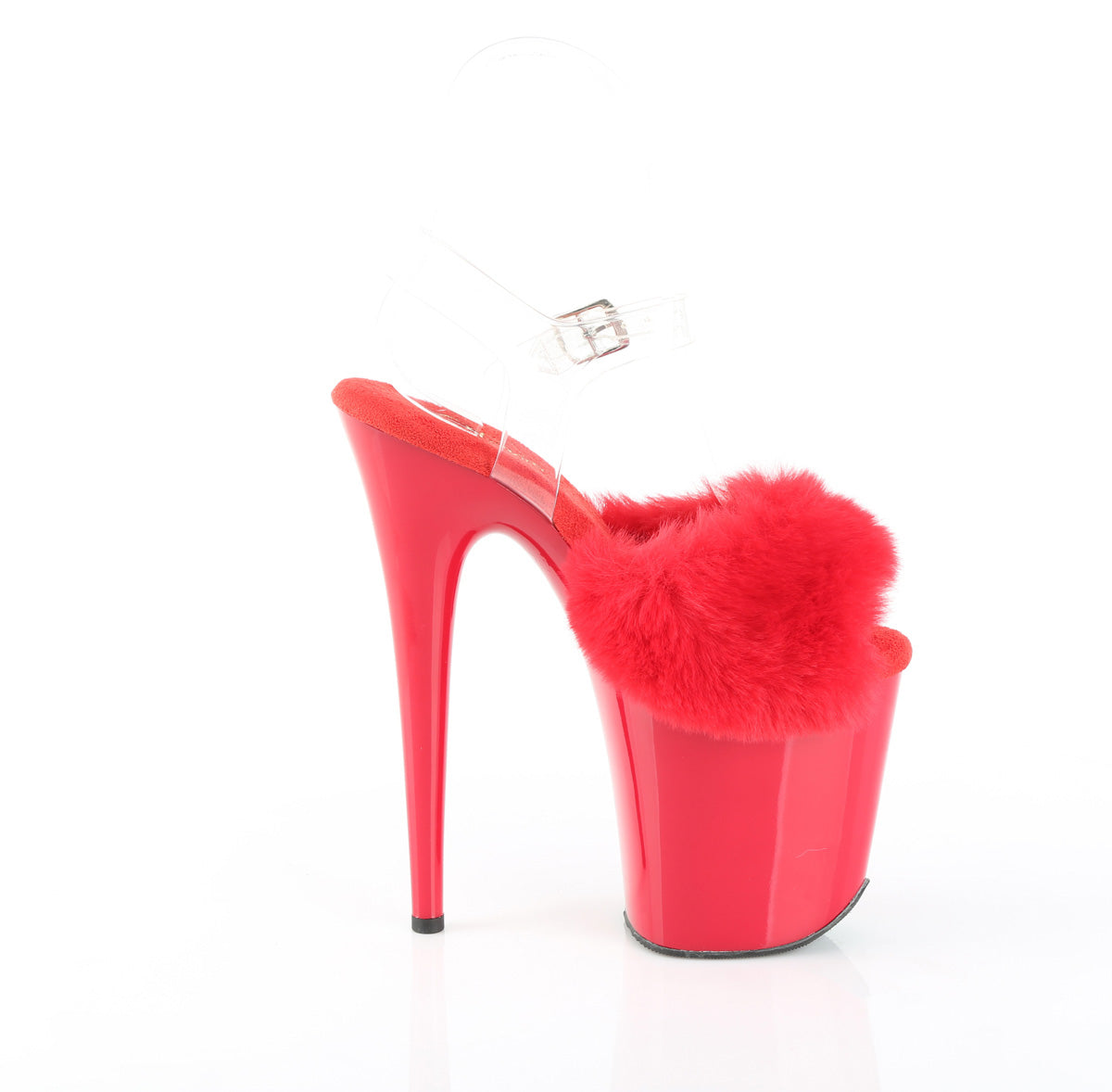 FLAMINGO-808FUR Pleaser Red 8 Inch Strippers Platform Shoes