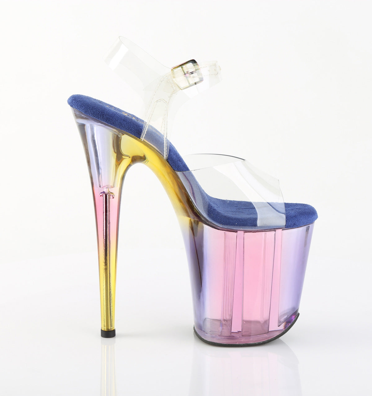 FLAMINGO-808HT Pleaser Blue Multi Tinted 8 Inch Exotic Dancer Platform Shoes