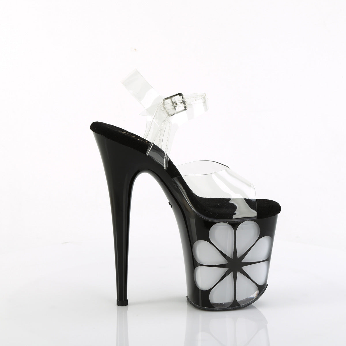 FLAMINGO-808NLHS Pleaser Clear Black 8 Inch Platform Sexy Pole Heels