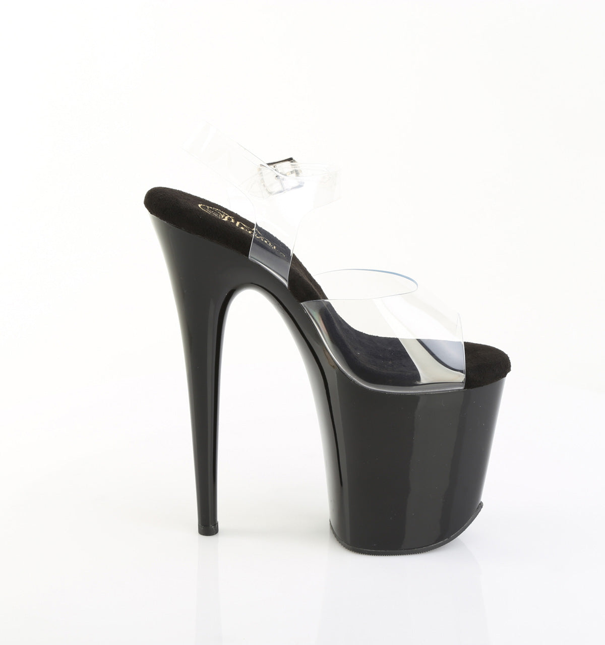 FLAMINGO-808PREM Pleaser Clear Black 8 Inch High Dancers Pole Heels
