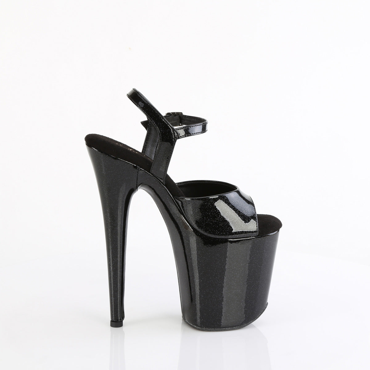 FLAMINGO-809GP Pleaser Black Glitter 8 Inch Fetish High Dancing Heels
