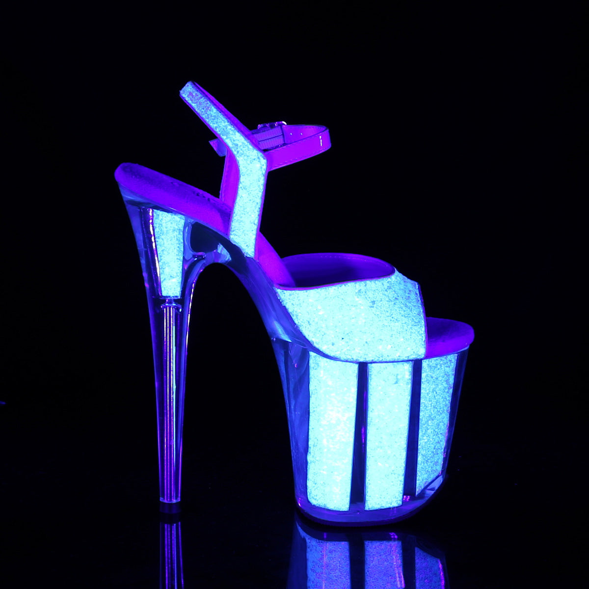 FLAMINGO-810UVG Pleaser Neon Opal Glitter 8 Inch Pole Dance Platform Shoes