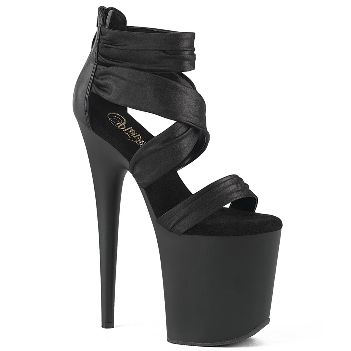 FLAMINGO-820 Pleaser Black 8 Inch Exotic Dance Platform Shoes Black Faux Leather Black Matte
