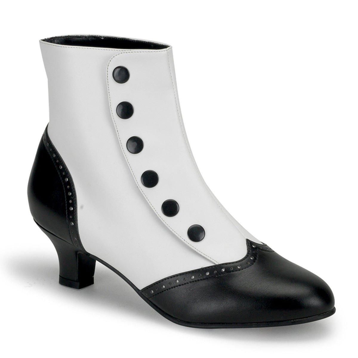 FLORA-1023 Bordello White 2 Inch Burlesque Boots White-Black Pu