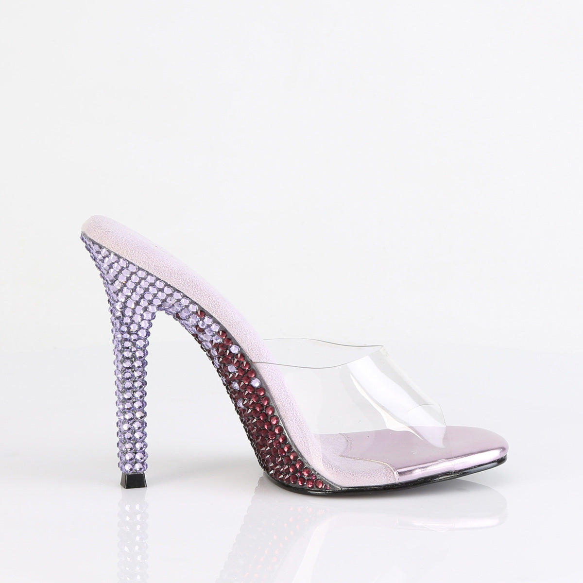 Fabulicious GALA-01DMM Clear / Lavender Multicolour Rhinestones Rhinestone Mules - 4 1/2 Inch Heels