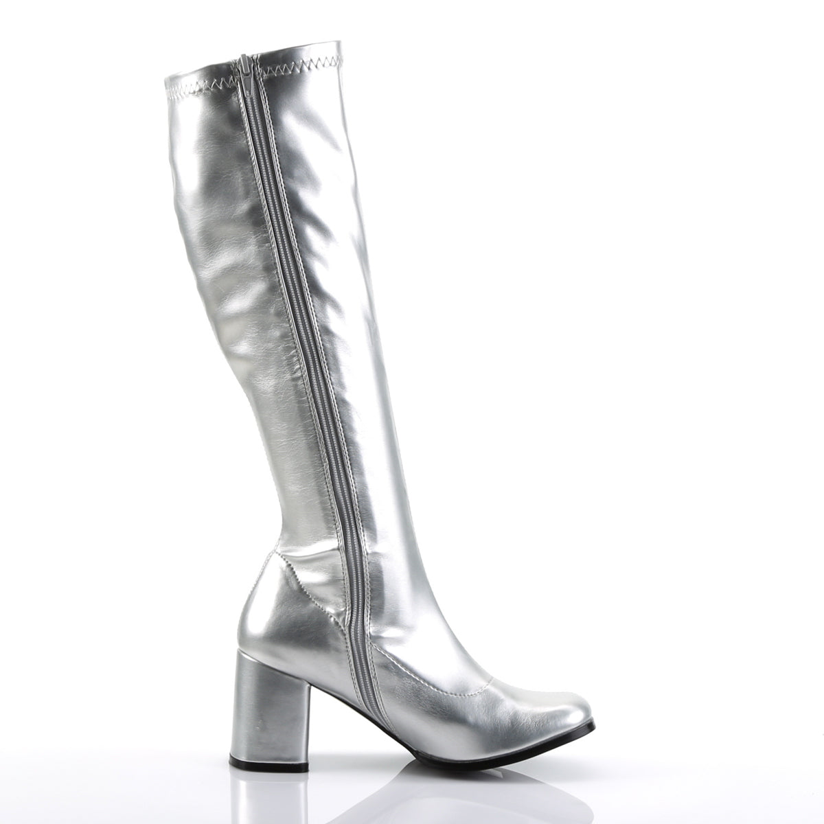 Funtasma GOGO-300 Silver Metallic Boots - 3 Inch Heels