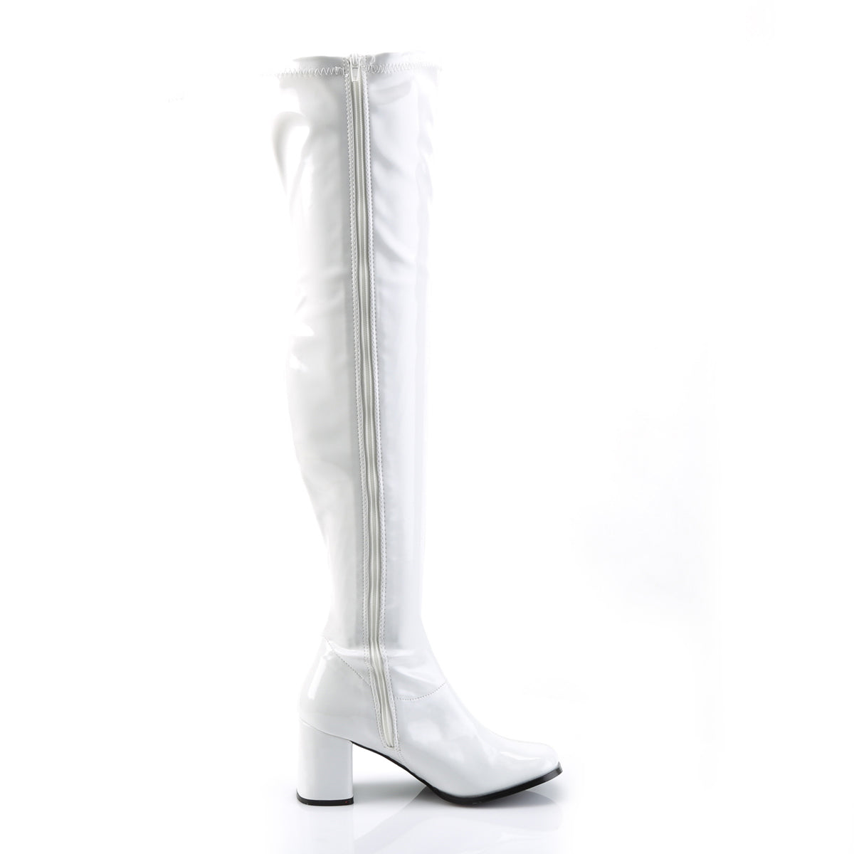 Funtasma GOGO-3000 White Over the Knee Boots - 3 Inch Heels