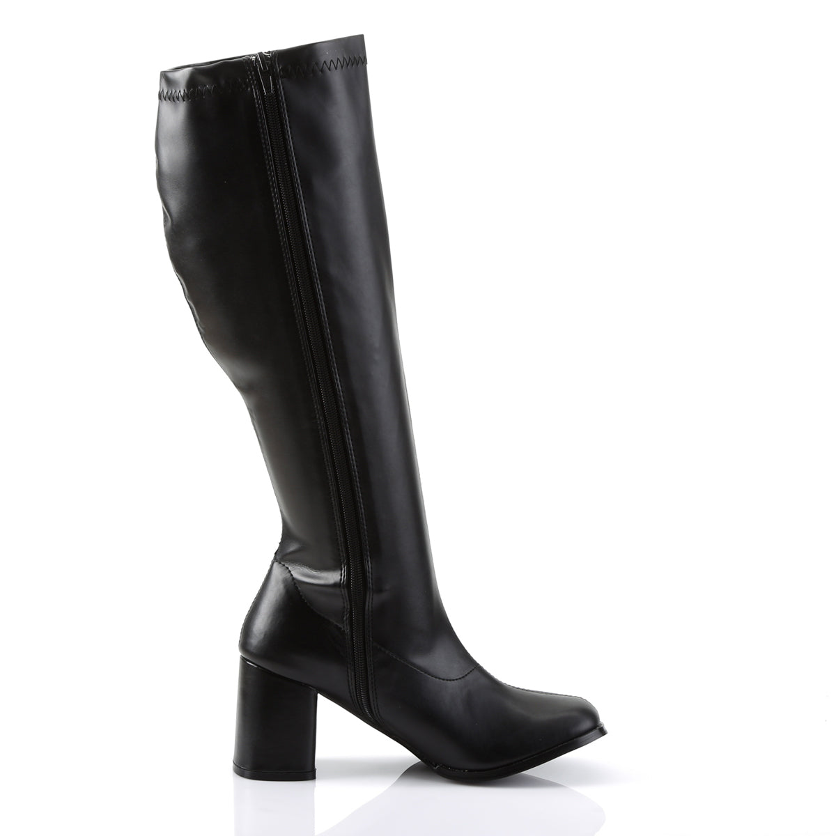 GOGO-300WC Funtasma Black PU 3 Inch Wide Retro Boots