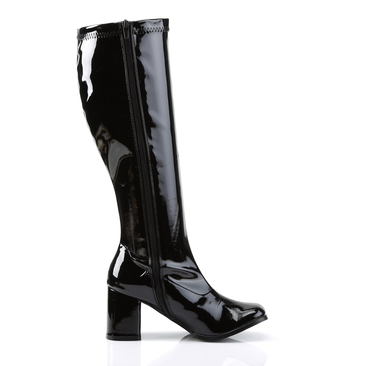 GOGO-300WC Funtasma Black Patent 3 Inch Wide Disco Boots