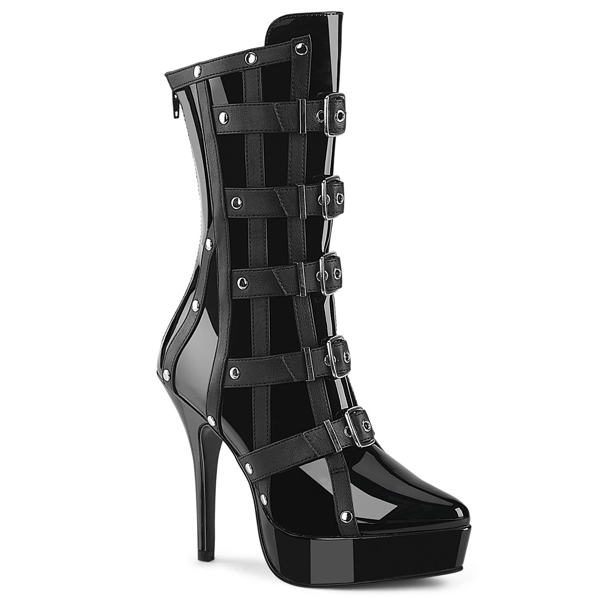 INDULGE-1038 Devious Black 5.3 Inch Fetish Platforms UK 3 (EU 36 US 6) Blk Pat