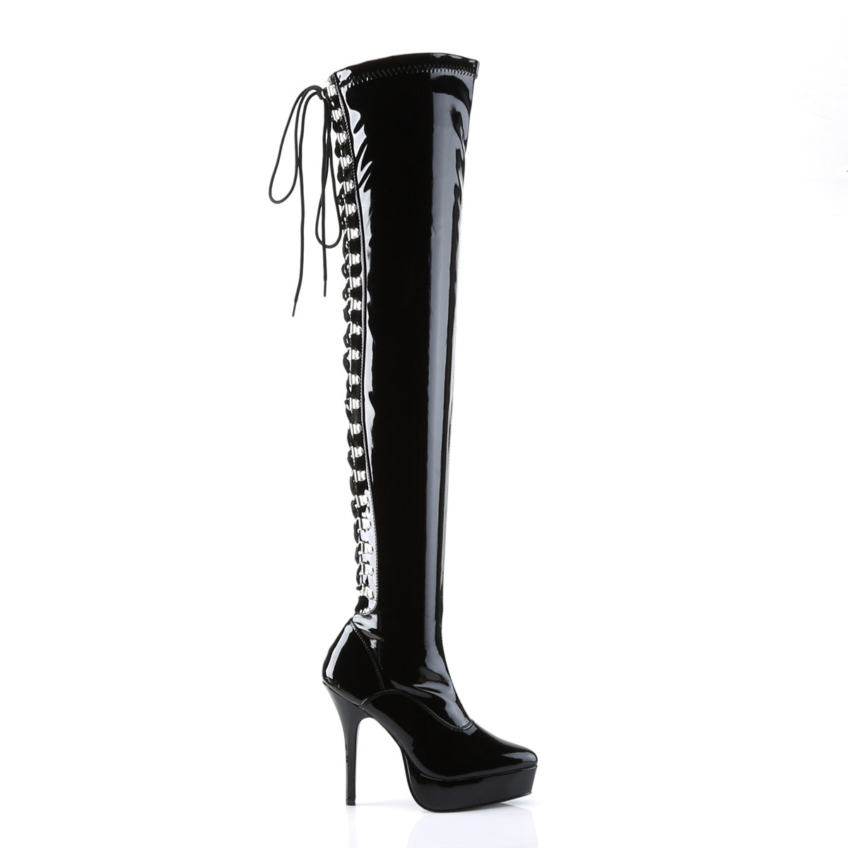 INDULGE-3063 Devious Black Patent 5.3 Inch Fetish Platforms