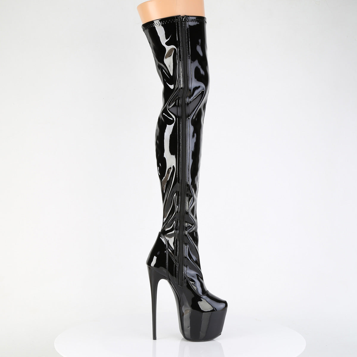 JUBILANT-3000 Pleaser Black Patent 7 Inch Fetish Style Thigh Boots