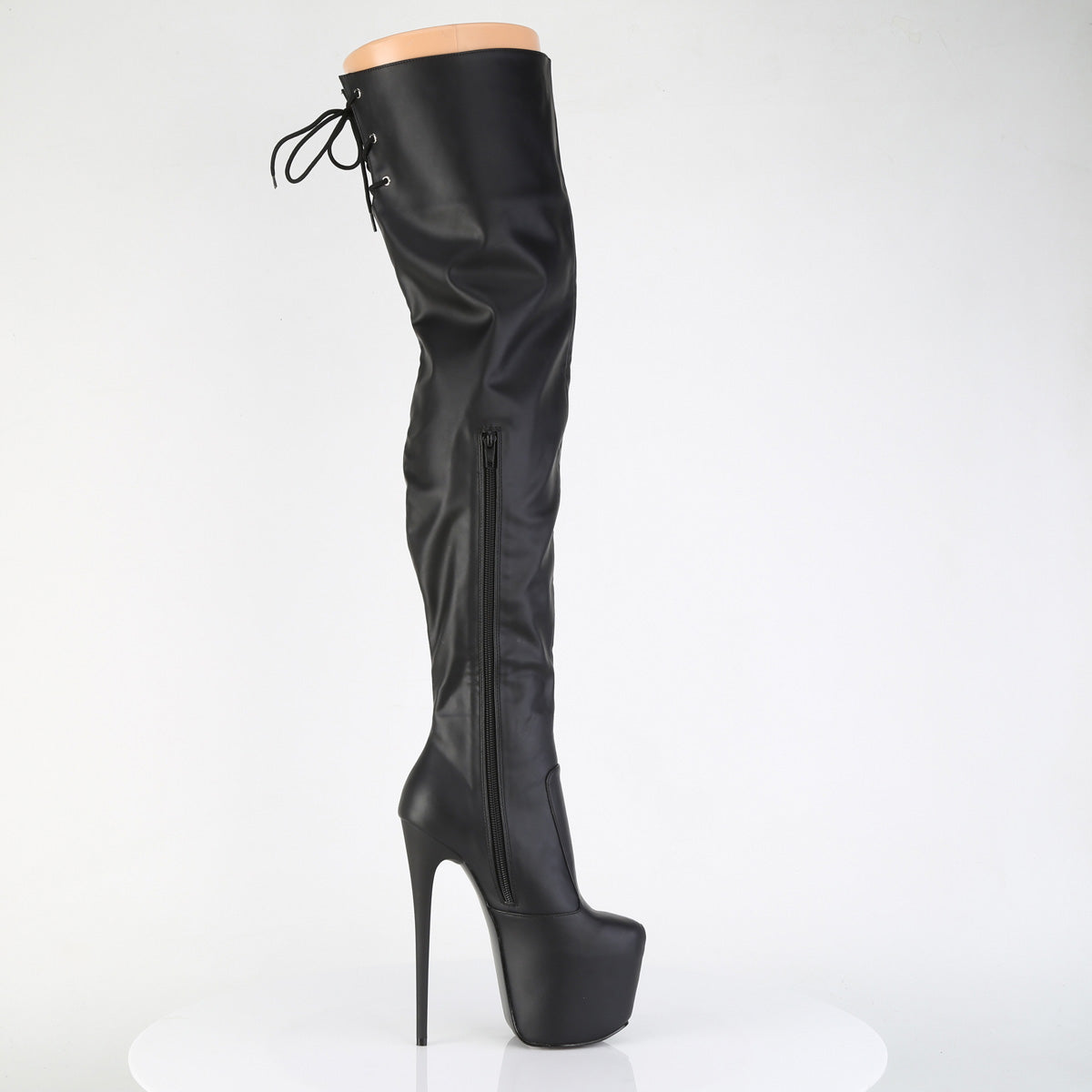 Pleaser JUBILANT-3007 Black Platform Thigh High Boots - 7 Inch Heels