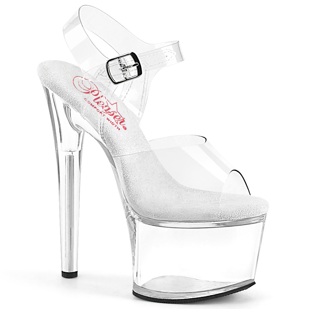 PASSION-708 Pleaser Clear 7 Inch Pole Dance Platform Shoes Clear Clear