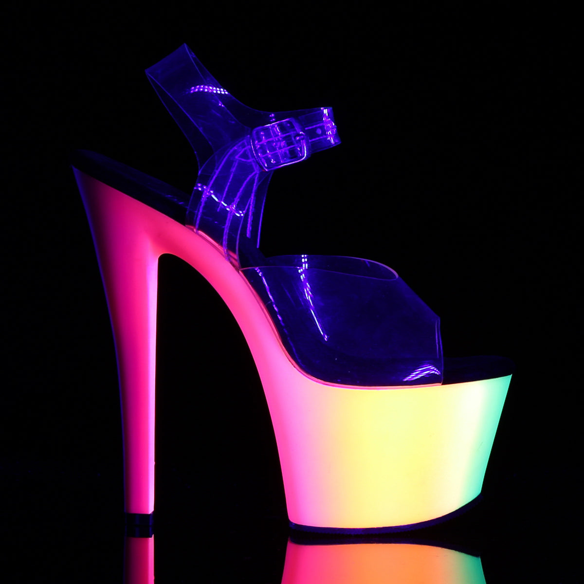 RAINBOW-308UV Pleaser Neon Multi 7 Inch Pole Dance Platform Shoes