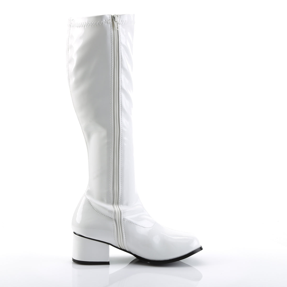 RETRO-300 Pleasers Funtasma 2 Inch Heel White Patent Women's Boots