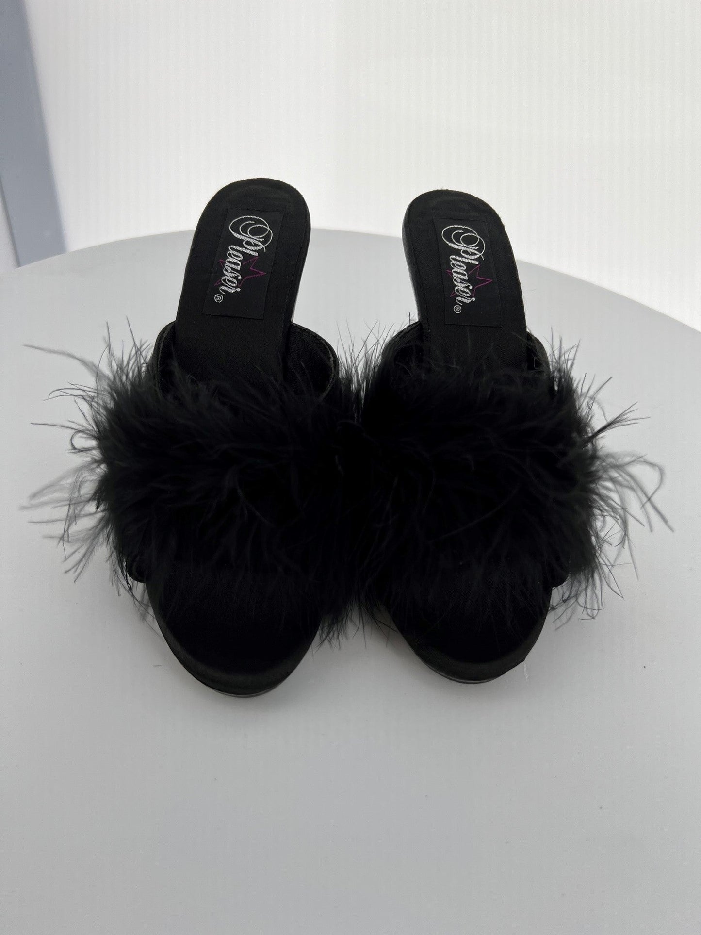 ROMANCE-04 Pleaser Blk Satin High Heel Alternative Footwear Discontinued Sale Stock 5 uk (38 Europe - 8 Usa) Blk Satin