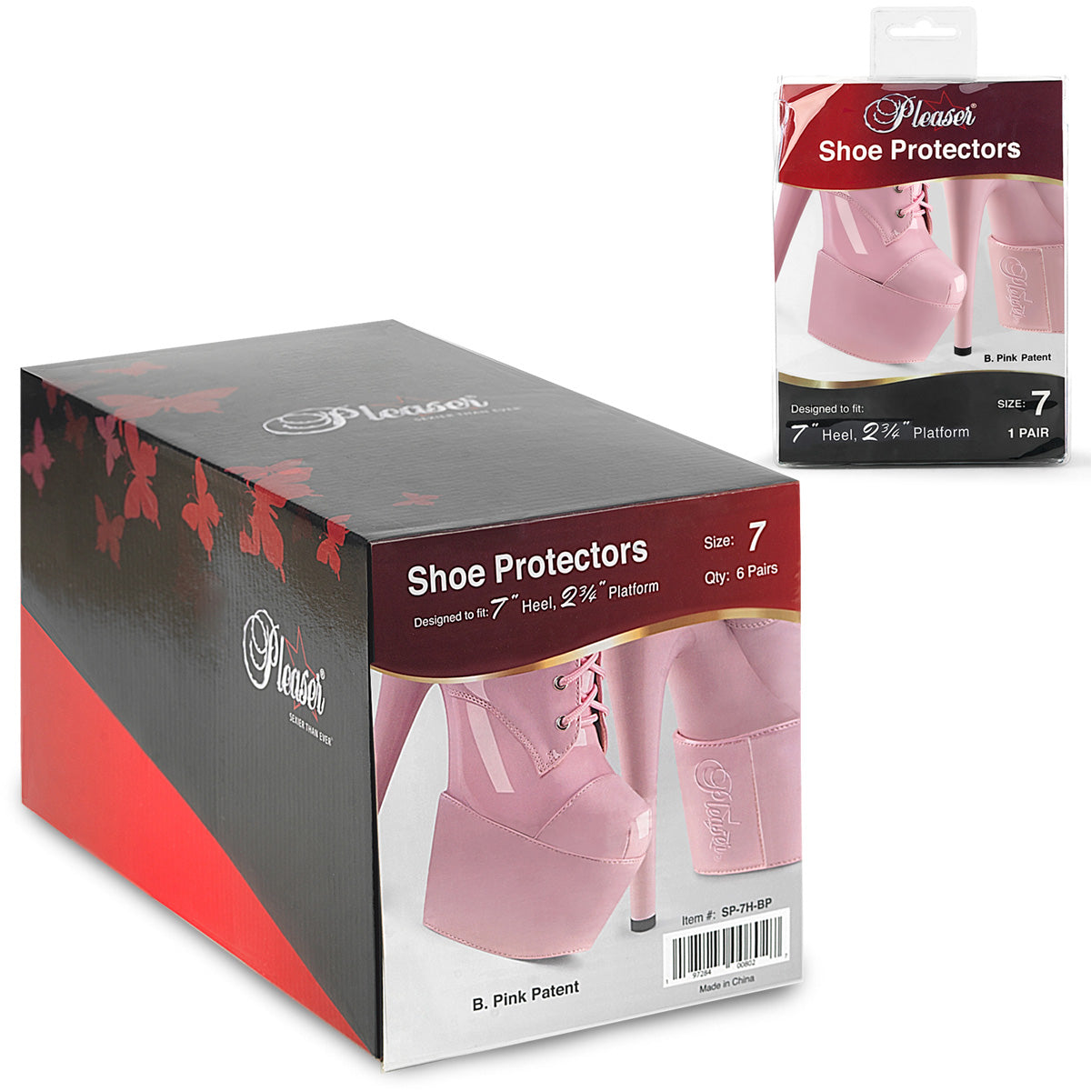 SP-7H-BP Pleaser Shoe Protectors for 7" Heels Pole Dancer Platform Shoes Accessories