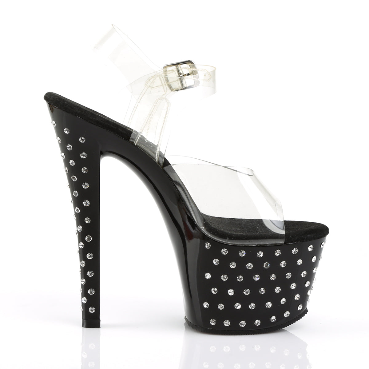 STARDUST-708 Pleaser Clear Black 7 Inch Fetish Pole Platform Shoes